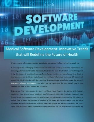 Medical Software Development: Innovative Trends that will Redefine the Future of Health