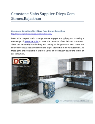 Gemstone Slabs Supplier-Divya Gem Stonex,Rajasthan