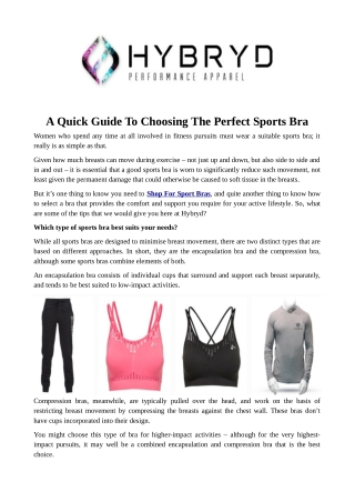A Quick Guide To Choosing The Perfect Sports Bra