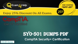Latest CompTIA SY0-501 Dumps - 100% Passing Guarantee With Demo