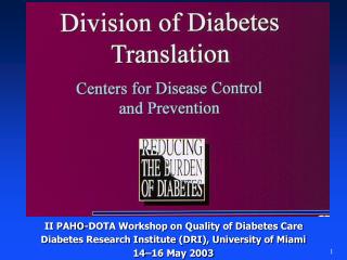 II PAHO-DOTA Workshop on Quality of Diabetes Care Diabetes Research Institute (DRI), University of Miami 14–16 May 2003