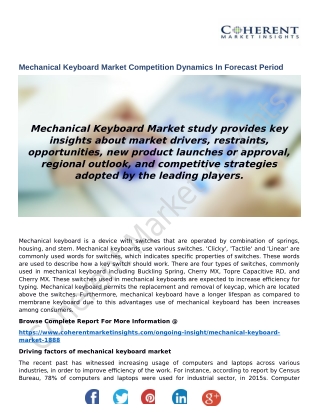 Mechanical Keyboard Market Competition Dynamics In Forecast Period