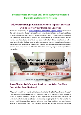 Why outsourcing seven monies tech support services will be key to your Business Growth?