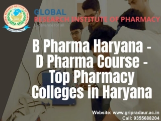 B Pharma Haryana - D Pharma Course - Top Pharmacy Colleges in Haryana