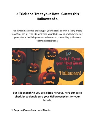 Trick and Treat your Hotel Guests this Halloween! - Pure Automate Blog