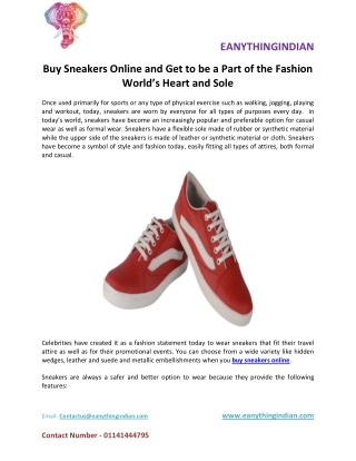 Buy Sneakers Online and Get to be a Part of the Fashion World’s Heart and Sole