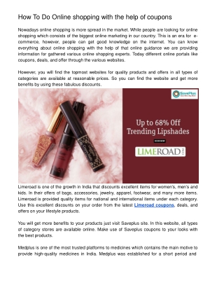 How To Do Online shopping with the help of coupons