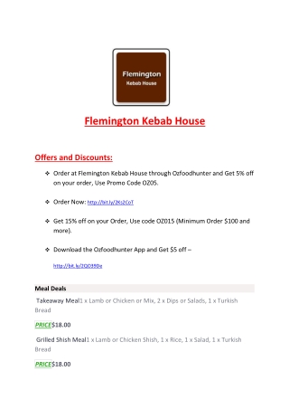 15% Off - Flemington Kebab House-Flemington - Order Food Online