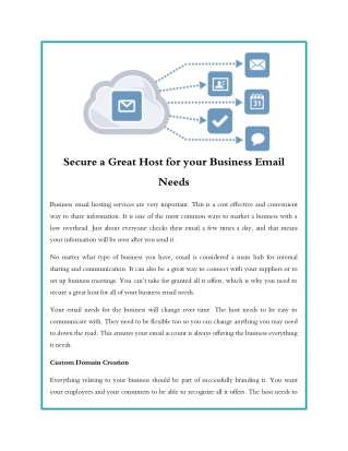 Secure a Great Host for your Business Email Needs