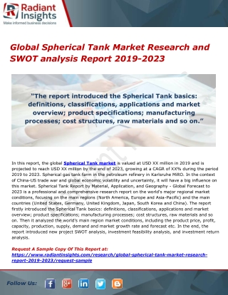 Global Spherical Tank Market Research and SWOT analysis Report 2019-2023