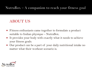 NutraBox – A companion to reach your fitness goal