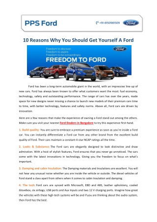 10 Reasons Why You Should Get Yourself A Ford