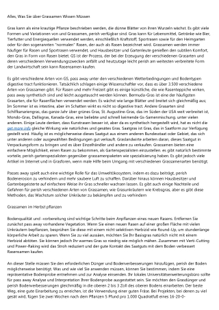Alles, Was Sie Über Grassamen Wissen Müssen