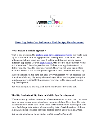 How Mobile App Development Can Be Influenced By Big Data