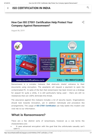 How Can ISO 27001 Certification (ISMS) Help Protect Your Company Against Ransomware?