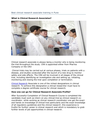 Best clinical research associate training in Pune