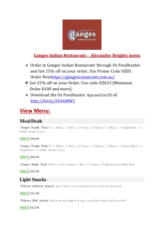 Ganges Indian Restaurant Alexander Heights– 10% off- food delivery Perth.