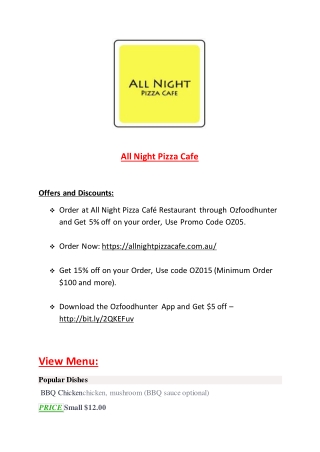 All Night Pizza Café – 5% OFF – Pizza Restaurant in Victoria Park, Perth WA 6100.