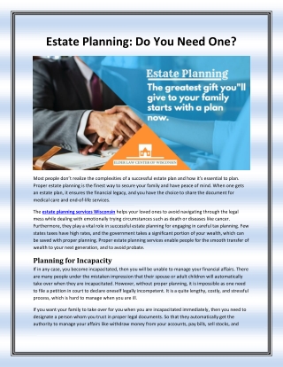 Estate Planning: Do You Need One?