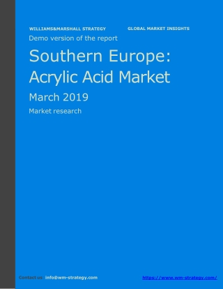 WMStrategy Demo Southern Europe Acrylic Acid Market March 2019