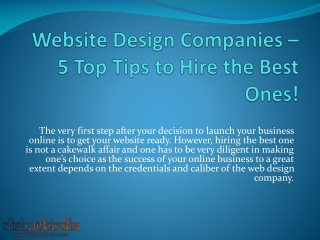 Website Design Companies – 5 Top Tips to Hire the Best Ones!