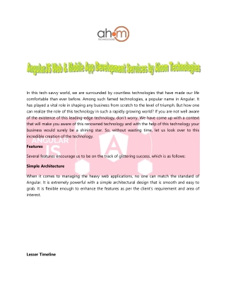 AngularJS Web & Mobile App Development Services by Ahom Technologies