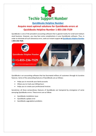 Acquire most optimal solutions for QuickBooks errors at QuickBooks Helpline Number 1-855-236-7529