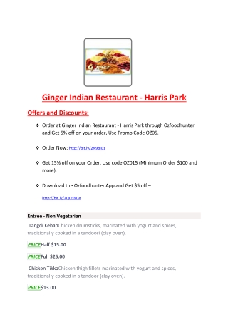 15% Off - Ginger Indian Restaurant - Harris Park-Harris Park - Order Food Online