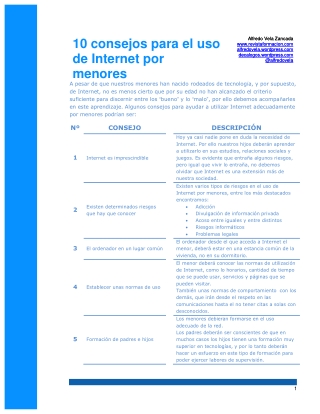 10 consejos para el uso de internet por menores