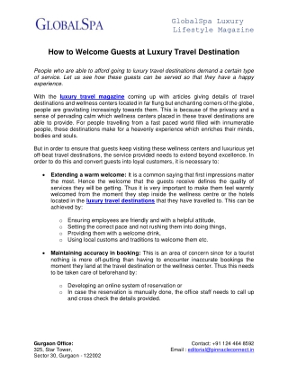 How to Welcome Guests at Luxury Travel Destination