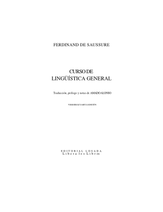 Curso de Lingüistica General de Ferdinand de Saussure