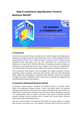 On Demand E-Commerce App