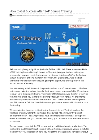 How to Get Success after SAP Course Training