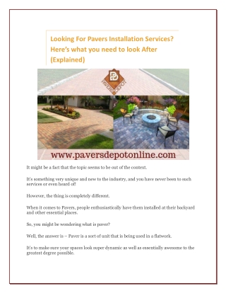 Looking For Pavers Installation Services? Here’s What You Need to Look After (Explained)