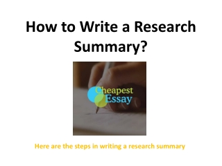 How to Write a Research Summary