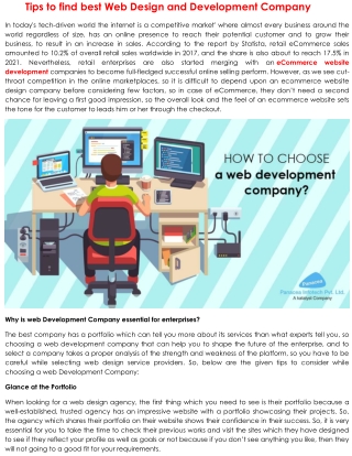 Tips to find best Web Design and Development Company