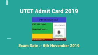 UTET Admit card 2019