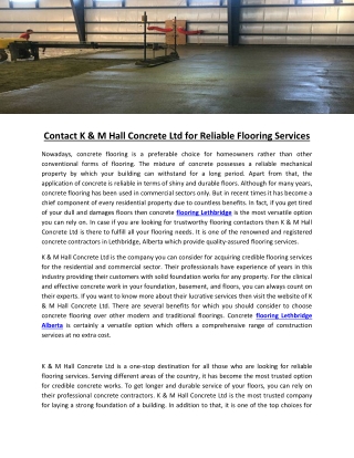 Contact K & M Hall Concrete Ltd for Reliable Flooring Services