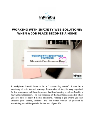 WORKING WITH INFINITY WEB SOLUTIONS: WHEN A JOB PLACE BECOMES A HOME