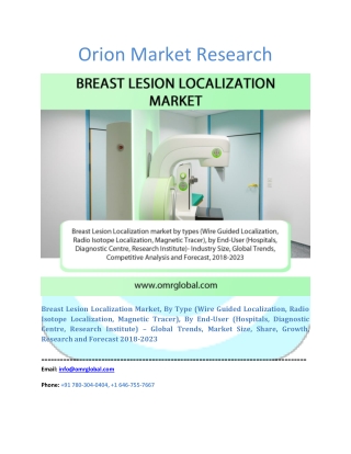 Breast Lesion Localization Market: Global Market Size, Industry Trends, Leading Players, Market Share and Forecast 2018-