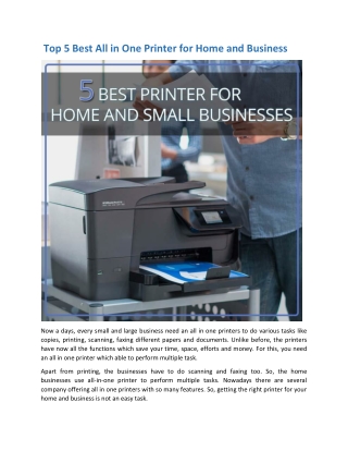 Top 5 Best All in One Printer for Home and Small Businesses