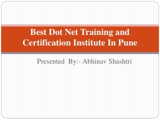 Best Dot Net Training and Certification Institute In Pune