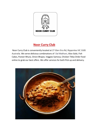 25% Off -Noor Curry Club-Ripponlea - Order Food Online