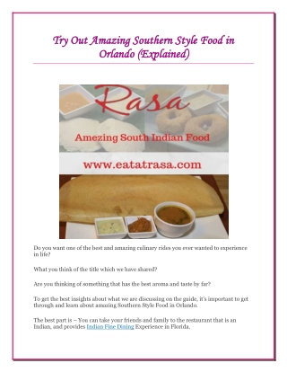 Try Out Amazing Southern Style Food in Orlando (Explained)