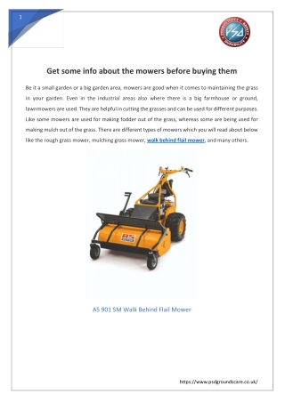 Get some info about the mowers before buying them