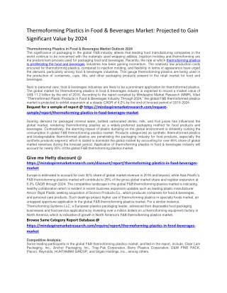 Thermoforming Plastics in Food & Beverages Market: Projected to Gain Significant Value by 2024