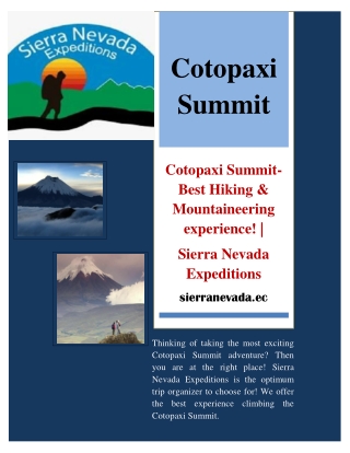 Cotopaxi Summit- Best Hiking & Mountaineering experience! | Sierra Nevada Expeditions