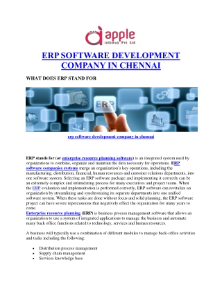 ERP Software Development Company in chennai | Apple Infoway Pvt Ltd