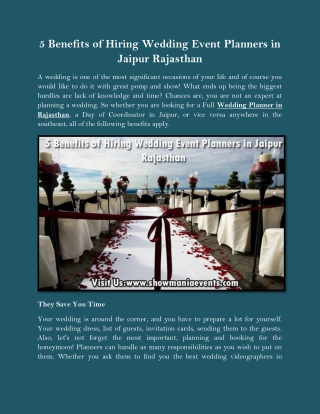 5 Benefits of Hiring Wedding Event Planners in Jaipur Rajasthan