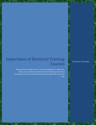 Importance Of Electrical Training Courses